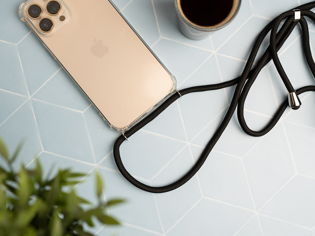 TPU gumový obal na iPhone 13 Pro se šňůrkou - Průhledný - 7